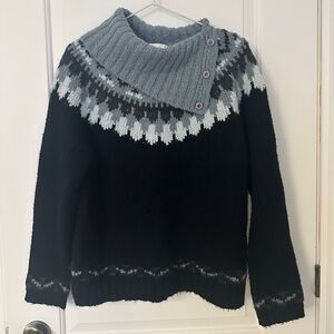 Fair isle cowl neck sweater